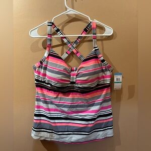 South Point Stripped Tankini Top Size 16 NWT